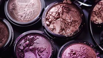 ai generado belleza producto y productos cosméticos textura, maquillaje brillar Brillantina, sonrojo sombra polvo como resumen lujo cosmético antecedentes foto