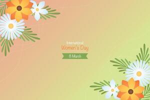 Womens day card with inscription and flowers on a gradient background vector