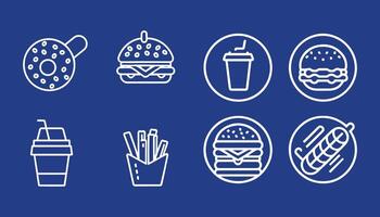 AI generated Fast Food Icons Vector Outline