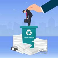 Businessman thrown into trash can, punishment for corrupts vector