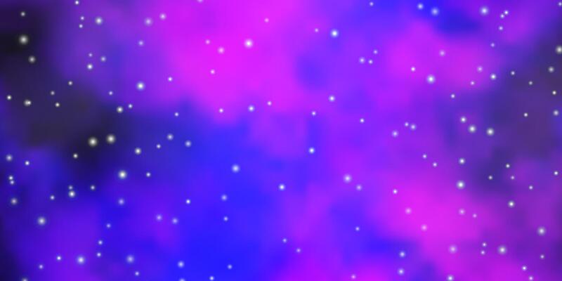 Light Purple, Pink vector template with neon stars.