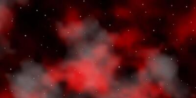 Dark Red vector background with colorful stars.