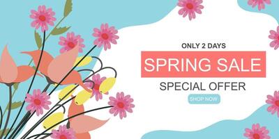 Spring Sale. Spring blooming flowers. Card. Banner vector