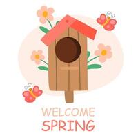 Cute hand drawn vector illustration. Hello spring.