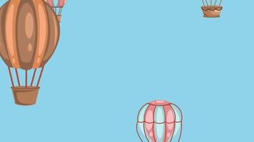 Hot Air Balloon Flight Animation Loop on blue sky background video