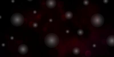 Dark Red vector background with circles, stars.