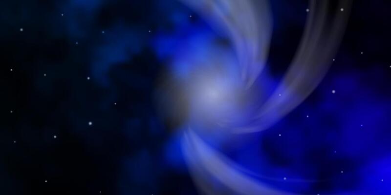Dark BLUE vector template with neon stars.