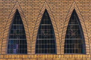 Three Leaded Windows inside a Monastery. photo