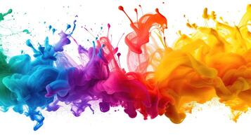 AI generated Vibrant Explosion of Colors in Dynamic Paint Splashes in White Background photo