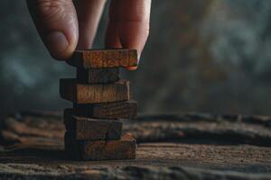 AI generated A wooden board game for balance . People play a game of chance in which balance and self-control are important photo