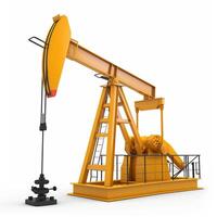 AI generated Yellow Oil Pump Jack 3D Illustration   Industrial Energy Design with Copy Space photo