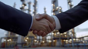 AI generated Industrial Deal Handshake, Corporate Partnership Success photo