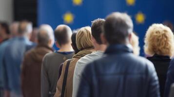 ai generado unido diversidad antes de UE bandera antecedentes foto