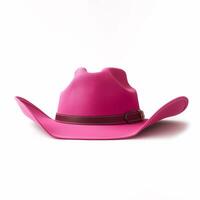 ai generado rosado vaquero sombrero en un blanco antecedentes con espacio para texto, ideal para Moda y estilo de vida conceptos foto