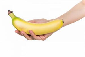 AI generated Healthy Lifestyle, Hand with Banana Isolated photo