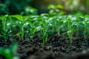 AI generated Sprouting Seedlings with Dew, Growth Concept photo