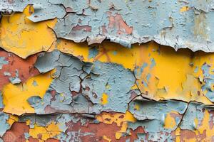 AI generated Peeling Paint Texture, Yellow Grey Metal Surface photo