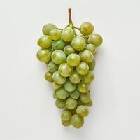 AI generated Fresh green grapes bunch isolated on white background, ideal for healthy eating and organic food concepts photo