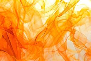 AI generated Abstract orange and yellow smoke patterns on a white background, suitable for creative design elements or background use photo