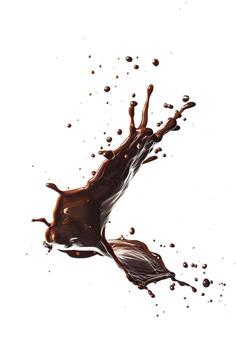 AI generated Dynamic chocolate splash isolated on white background, capturing the delicious movement of liquid chocolate, ideal for culinary and gastronomy concepts photo
