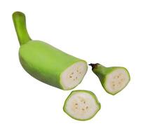 Fresh Sliced Green Banana Isolated Top View photo