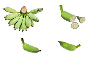Assorted Green Bananas Isolated on White photo