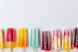 AI generated Summer Fruit Popsicle Assortment with Copy Space photo