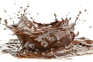 AI generated Chocolate Splash Delight on White Background photo