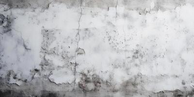 AI Generated Old weathered concrete wall background with cracked plaster and white paint texture photo