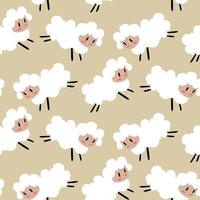 Seamless vector pattern with sheep. Cartoon sheep background. Fabric paint.