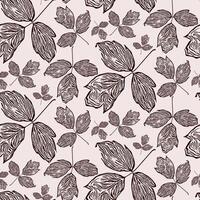 Botanical seamless pattern, hand drawn line art  leaves. Vector illustration