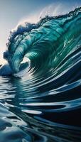 AI generated Wave breaking, Tsunami wave, heavy wave on a beach photo