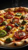 AI generated Pizza on a background, fast food, Cuisine Celebration with Grilled photo
