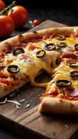 AI generated Pizza on a background, fast food, Cuisine Celebration with Grilled photo