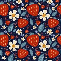 Strawberries hand drawn seamless pattern for textile. vector