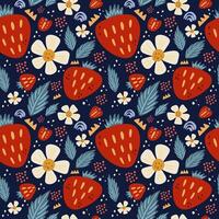 Strawberries hand drawn seamless pattern for textile. vector