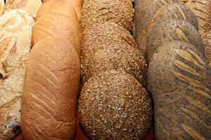 Bread and bakery products are sold in a store in Israel. photo