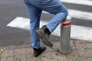 Pillars along the road for the safe passage of pedestrians. photo