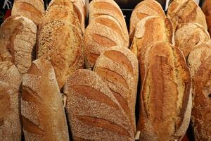 Bread and bakery products are sold in a store in Israel. photo