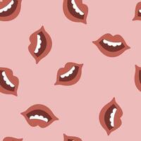 Vector seamless pattern with red smiling lips.