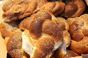 Bread and bakery products are sold in a store in Israel. photo