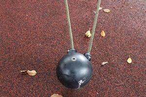 Equipment for games and sports on the playground in the city park. photo