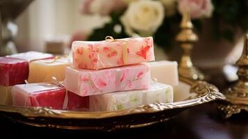 AI generated Homemade soap with floral scent photo