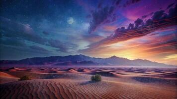 AI generated desert with changing evening and night skies video