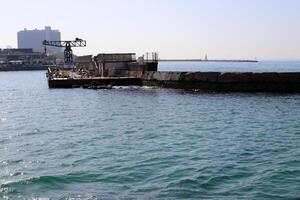 Berth for mooring boats and yachts in the port of Tel Aviv photo