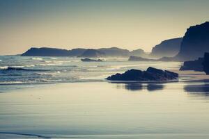 Las Catedrales beach in Galicia, Spain. Paradise beach in Ribadeo, Spain photo