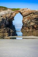 Las Catedrales beach in Galicia, Spain. Paradise beach in Ribadeo, Spain photo