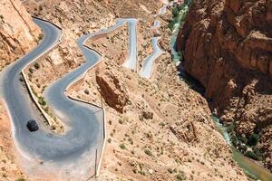 Winding road in Dades Valley, Morocco, Africa photo