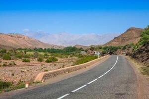 Morocco, High Atlas Mountains, Agricultural land on the fertile foothills near Ansi. photo