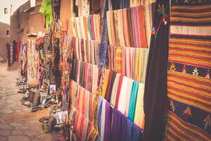 A traditional market in the old city of Essaouira, Morocco photo